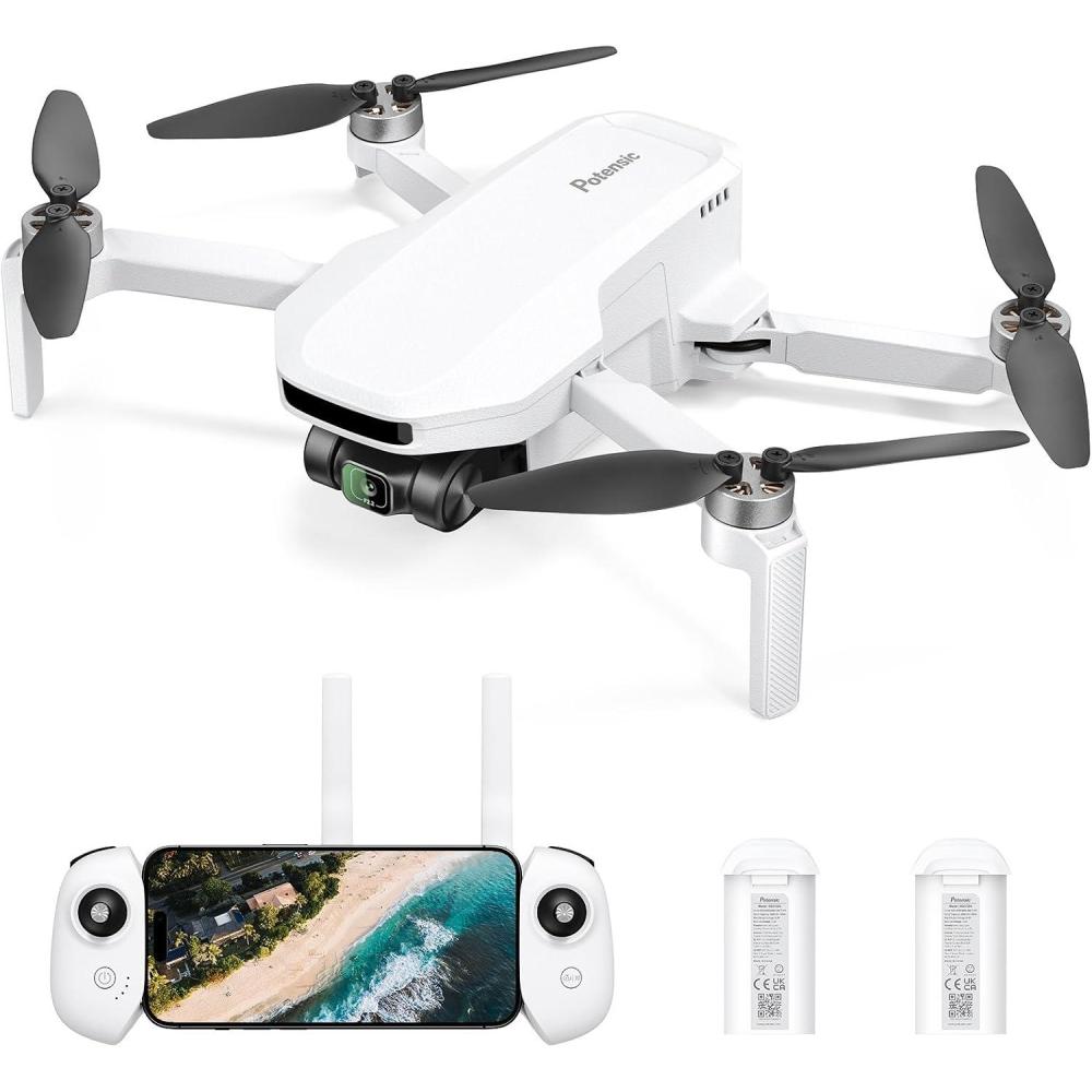 image:imagePotensic ATOM LT GPS Drone Under 249g 2 Batteries 80 Mins EIS 25K Camera 4KM FPV Transmission Brushless Motor Auto Return SurgeFly Entry Level Foldable Drone for Adults Beginner Expansion Kit