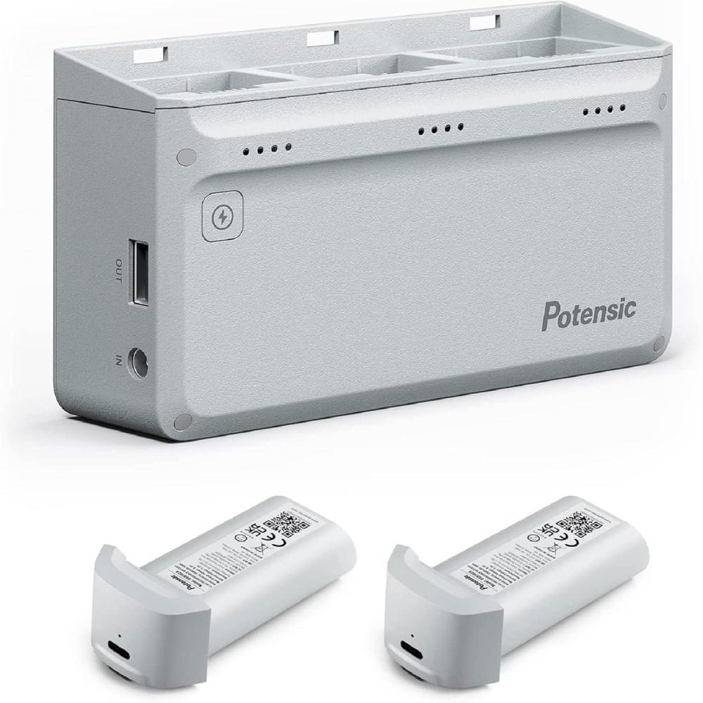 image:imagePotensic Atom SE Parallel Charging Hub with 2 Smart Batteries and 1 Super Quick Charge Adapter Batteries in This Set is for Atom SE Only