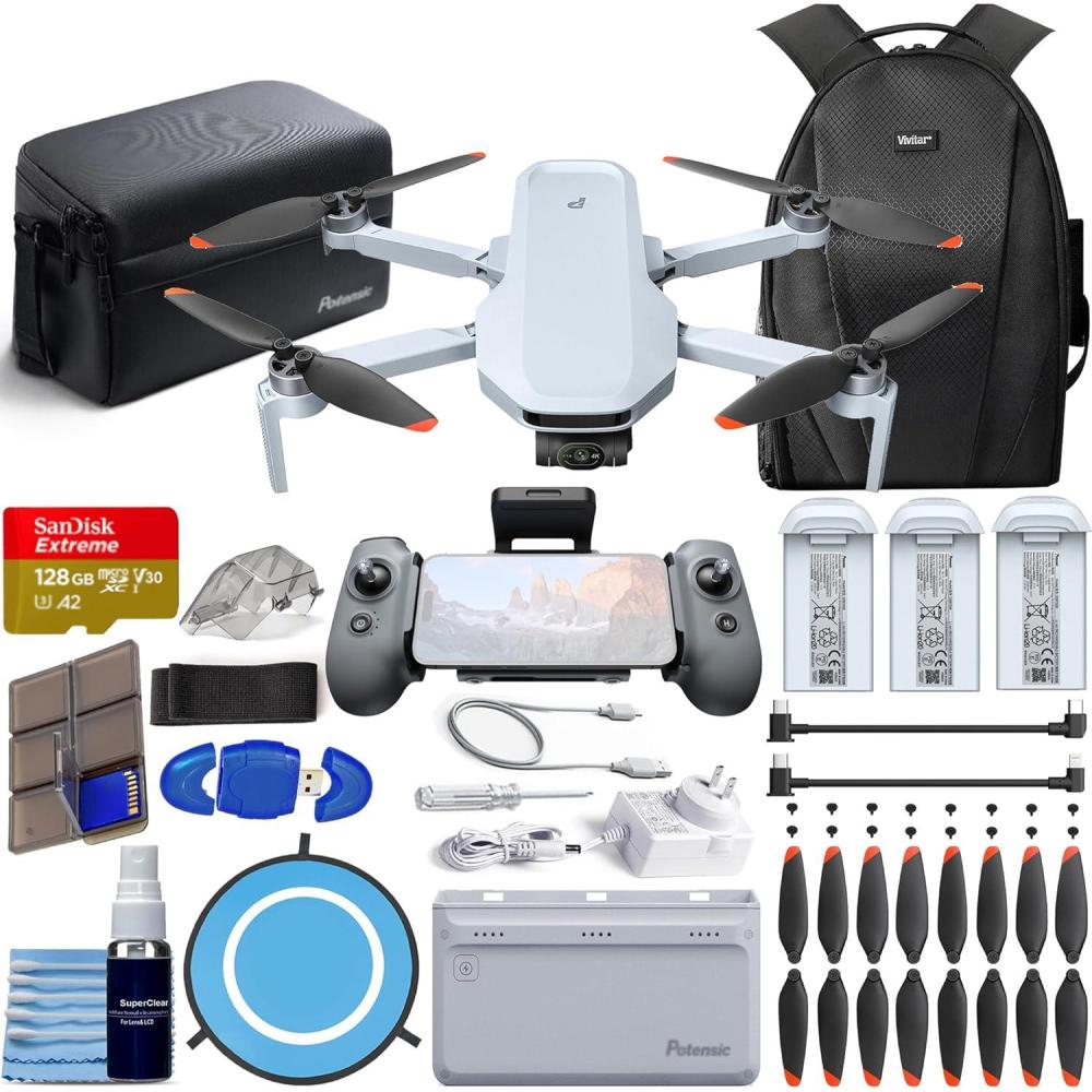 image:imagePotensic ATOM 2 Drone Fly More Combo 96Min Flight with 4K Video 8K Photo Under 249g 62 mile Transmission AI Track Vertical Shooting  128GB Card  Pilot Kit
