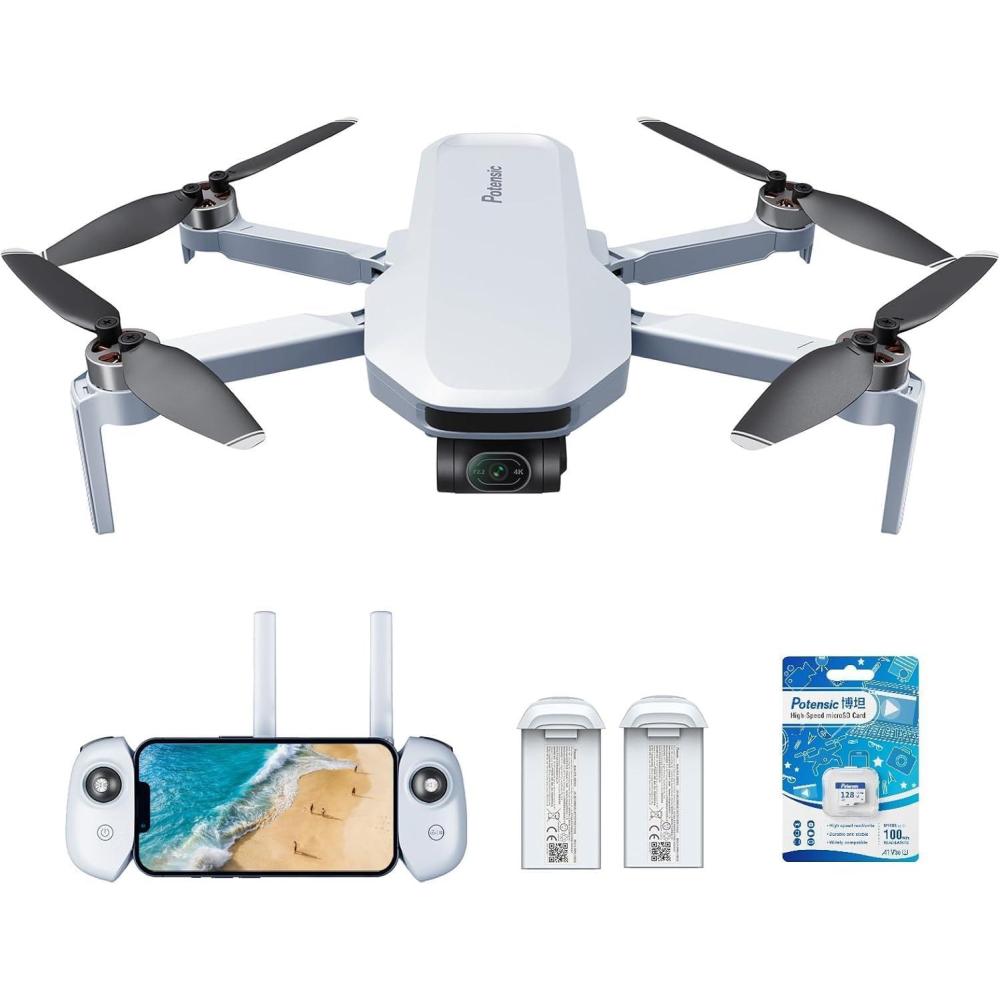 image:imagePotensic ATOM 3Axis Gimbal 4K GPS Drone Expansion Kit Bundle with 128g SD Card