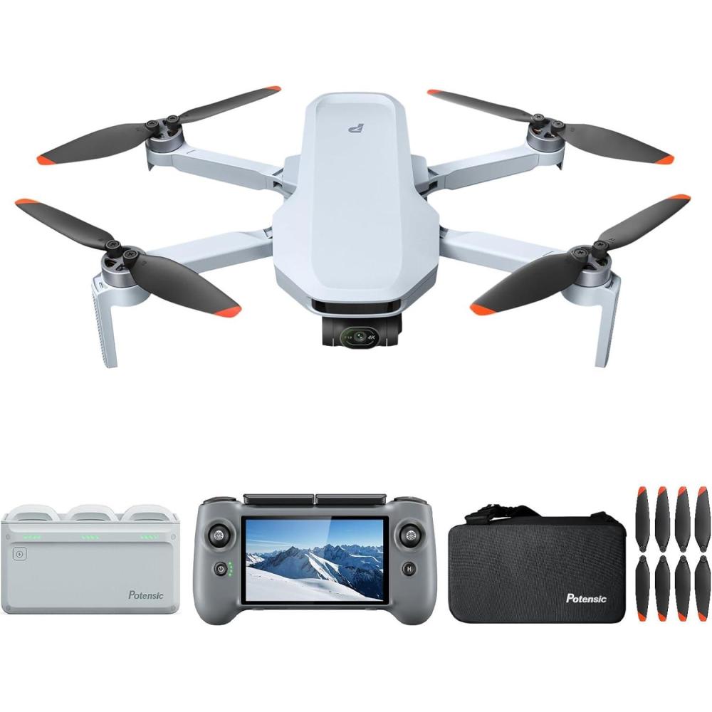 image:imagePotensic Atom 2 Drone with RC PTD 1 8K Photo Under 249g 3Axis Gimbal 10KM Transmission AI Track Vertical Shooting AI Night Shot Fly More Combo with 1 Extra Set of Propellers