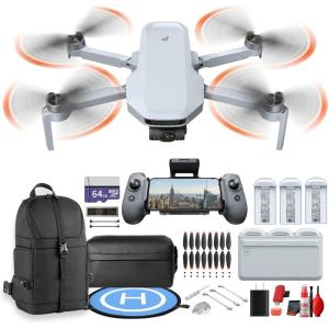 Potensic ATOM 2 Standard Kit Camera Drone Under 249g with 1 Battery AI Track and 10km Transmission (APM2530121) + 64GB Card + Sling Backpack + Landing Pad + Cleaning Kit + More(17pc Bundle)(3 Battery Combo)